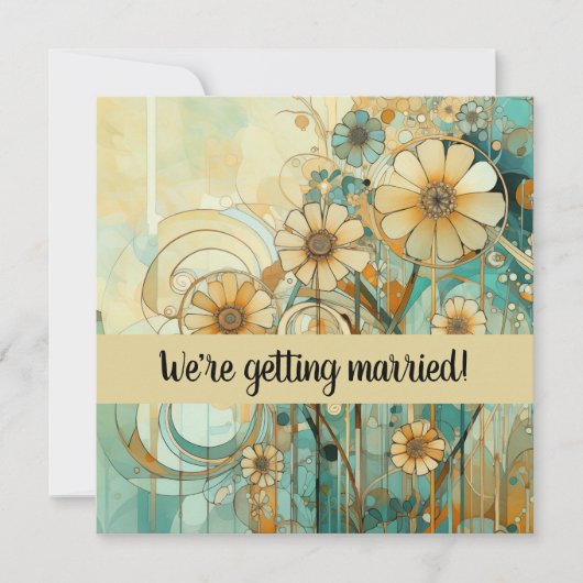 Perzik en Beige Bloemen Abstract Kaart (Voorkant)