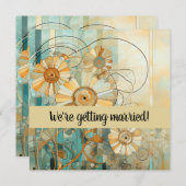 Perzik en Beige Bloemen Abstract Kaart (Voorkant / Achterkant)