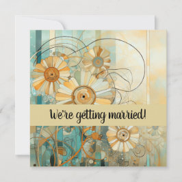 Perzik en Beige Bloemen Abstract Kaart