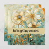 Perzik en Beige Bloemen Abstract Kaart (Voorkant / Achterkant)