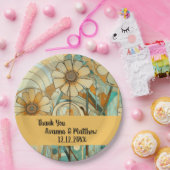 Perzik en Beige Bloemen Abstract Papieren Bordje (Feest)