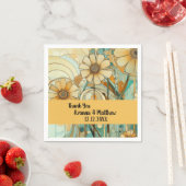 Perzik en Beige Bloemen Abstract Servet (Insitu)