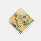 Perzik en Beige Bloemen Abstract Servet (Hoek)