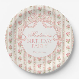 Perzik en Beige Fantasie Bloemige Verjaardagsfeest Papieren Bordje