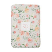 Perzik en beige Floral Patroon met Elk Monogram Badmat (Voorkant Verticaal)