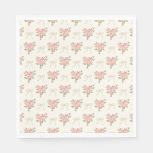 Perzik en Beige Vintage Fantasie Bloemrijke Feest Servet