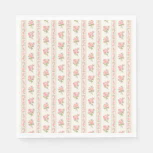 Perzik en Beige Vintage Fantasie Bloemrijke Feest  Servet