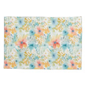 Perzik en Blauw Abstract Bloemen Kussensloop (Achterkant)