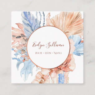 Perzik en blauw boeket visitekaartje