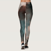 Perzik en Blauw Marmer Abstract Leggings (Achterkant)