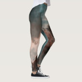 Perzik en Blauw Marmer Abstract Leggings (Rechts)