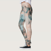 Perzik en Blauw Marmer Abstract Leggings (Links)