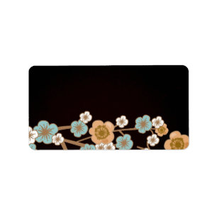 Perzik en blauw sakura Label