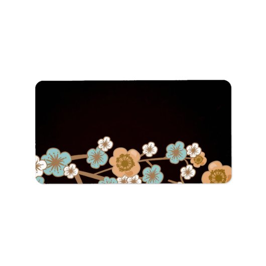 Perzik en blauw sakura Label (Voorkant)