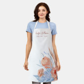 Perzik en blauw tropisch beauty professioneel scho schort (Gedragen)