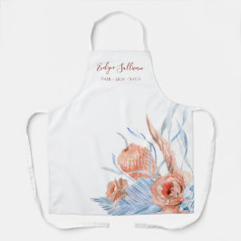 Perzik en blauw tropisch beauty professioneel scho schort