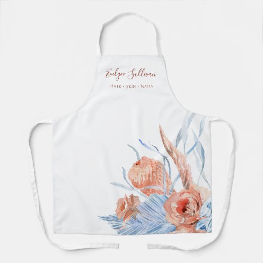 Perzik en blauw tropisch beauty professioneel scho schort (Voorkant)