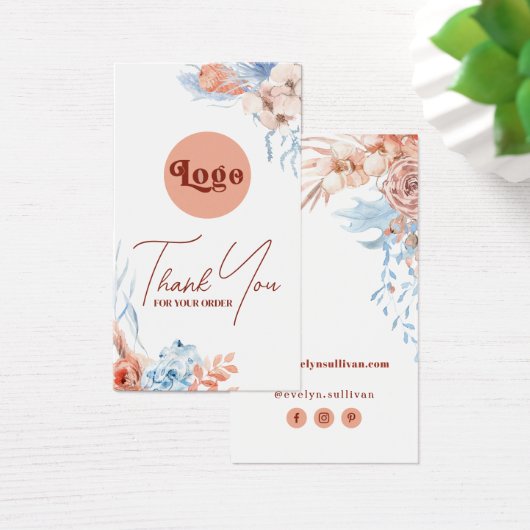 Perzik en blauw tropisch bijsluiter visitekaartje (Bureau)