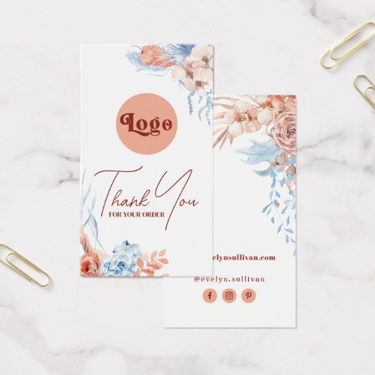 Perzik en blauw tropisch bijsluiter visitekaartje (Kantoor)