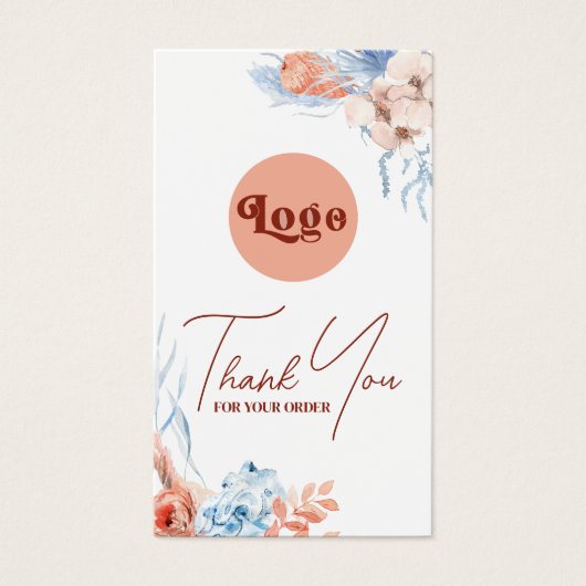 Perzik en blauw tropisch bijsluiter visitekaartje (Voorkant)