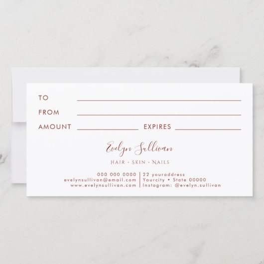 Perzik en blauw tropisch cadeaubon (Achterkant)