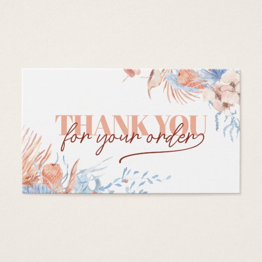 Perzik en blauw tropisch dank u kortingskaart visitekaartje (Voorkant)