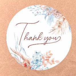 Perzik en blauw tropisch dank u sticker