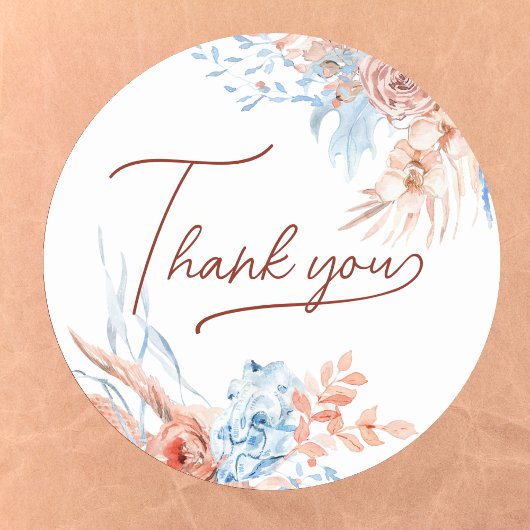 Perzik en blauw tropisch dank u sticker