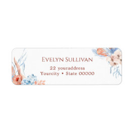 Perzik en blauw tropisch retour adreslabel etiket