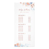 Perzik en blauw tropische prijslijst rackkaart reclamekaart (Voorkant)