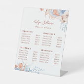 Perzik en blauw tropische prijslijst voetstuk teke reclamebord met voetstuk (Voorkant)