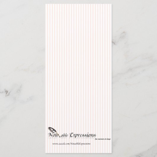 Perzik en Blauw Zand Dollars Strand Bruiloft Menu (Achterkant)