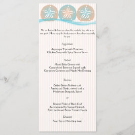 Perzik en Blauw Zand Dollars Strand Bruiloft Menu