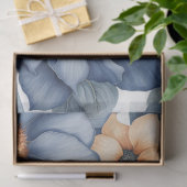 Perzik en blauwe bloemen decoupage tissuepapier (Geschenk)