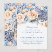 Perzik en Blauwe Bloemen Waterverven Repetitie Din Kaart (Voorkant / Achterkant)