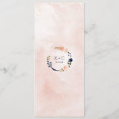 Perzik en blauwe bruiloft Wildflower Botanische Fl Menu (Achterkant)