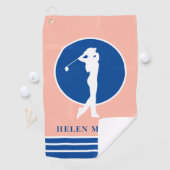 Perzik en blauwe dames golfhanddoek (Insitu)