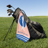 Perzik en blauwe dames golfhanddoek (Groen)