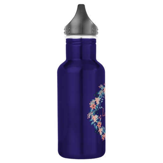 Perzik en Blauwe Floral Wreate Waterfles (Links)