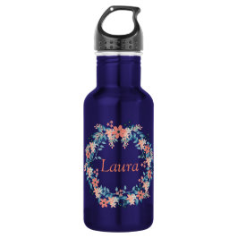 Perzik en Blauwe Floral Wreate Waterfles