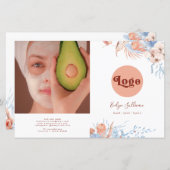 Perzik en blauwe tropische bifold brochure (Voorkant / Achterkant)