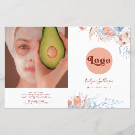 Perzik en blauwe tropische bifold brochure