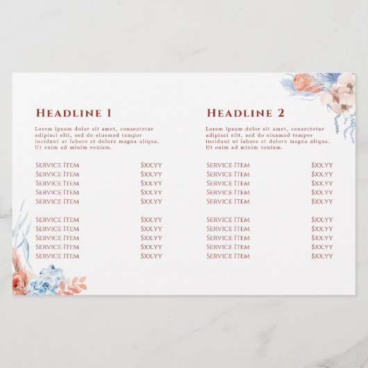 Perzik en blauwe tropische bifold brochure (Achterkant)