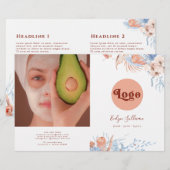 Perzik en blauwe tropische bifold brochure (Voorkant / Achterkant)