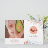 Perzik en blauwe tropische bifold brochure (Staand voorkant)