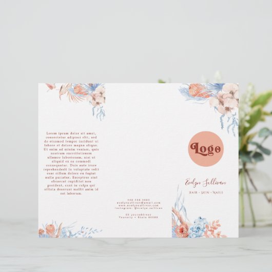 Perzik en blauwe tropische brochure (Staand voorkant)