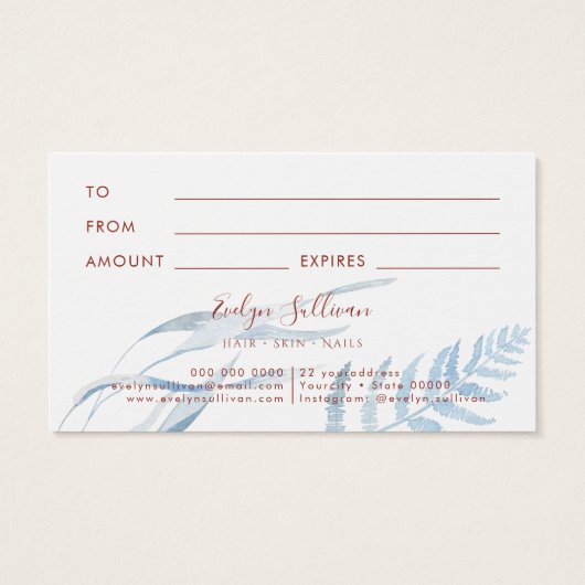 Perzik en blauwe tropische cadeaukaart visitekaartje (Achterkant)