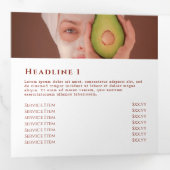 Perzik en blauwe tropische drievoudige brochure drieluik kaart (Binnenzijde eerst)