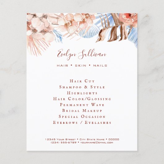 Perzik en blauwe tropische flyer (Voorkant)