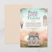  Perzik en Blauwe Vrede, Liefde en Baby shower Bedankkaart (Voorkant / Achterkant)